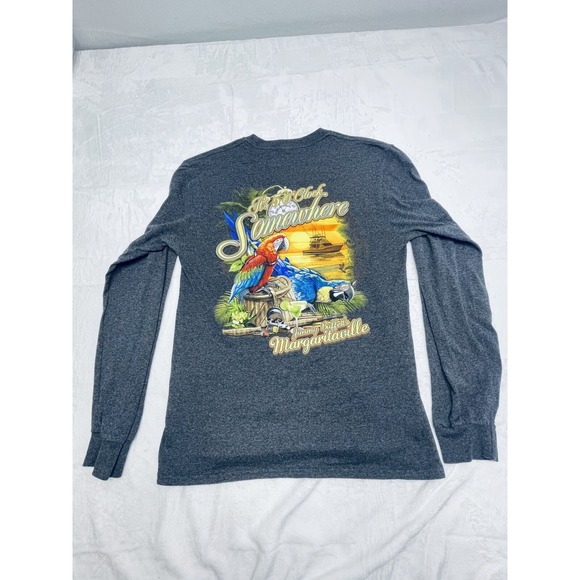 Margharitaville LS Shirt Men M Gray Jimmy Buffett Parrothead 5 O'clock Somewhere - Picture 9 of 16